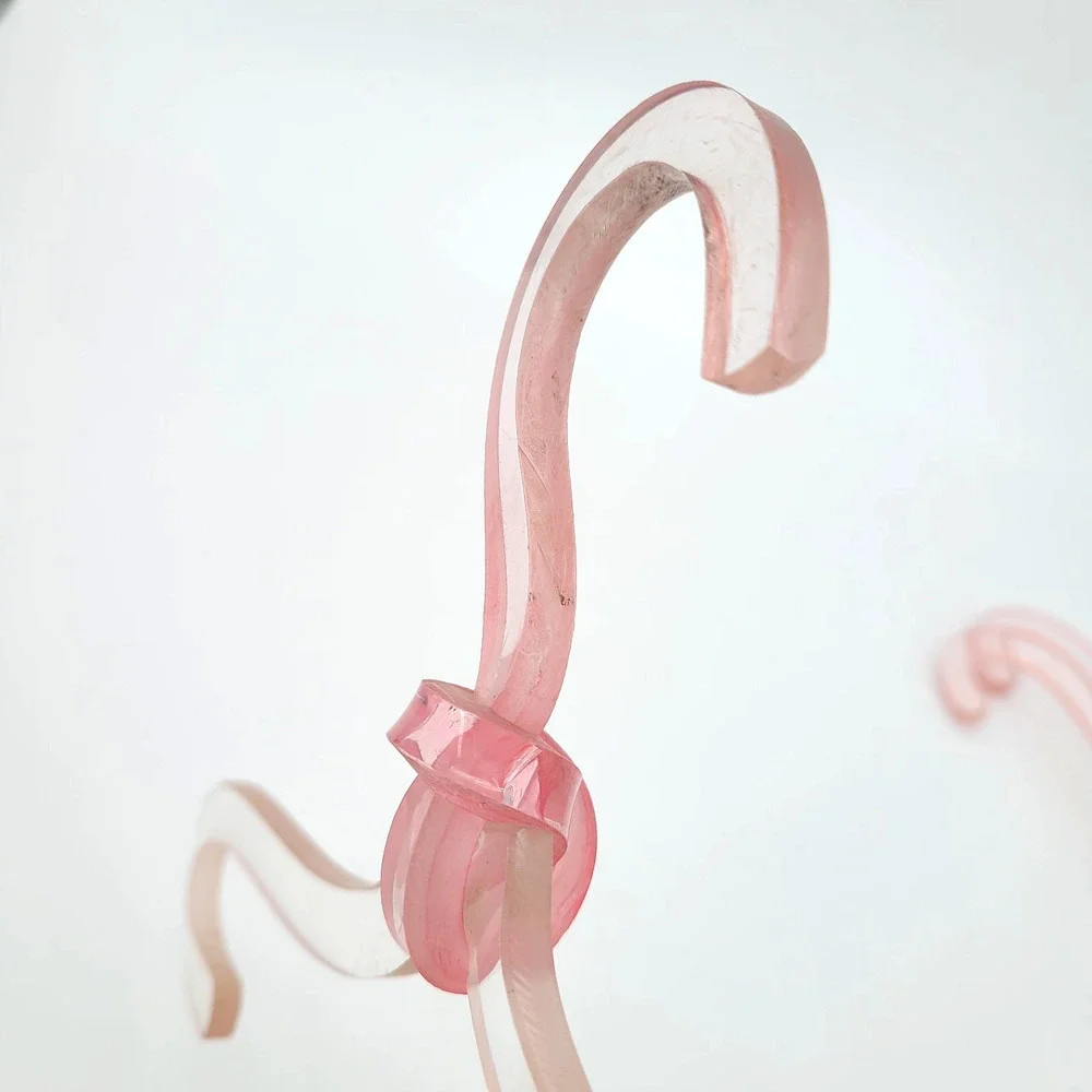 Lot of 3 Vintage Lucite Acrylic Unique Knot Pink 12